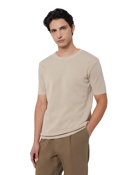 Men’s 100% Cotton Textured T-Shirt – Flat Knit Round Neck Half Sleeve T-Shirt | Plus Sizes