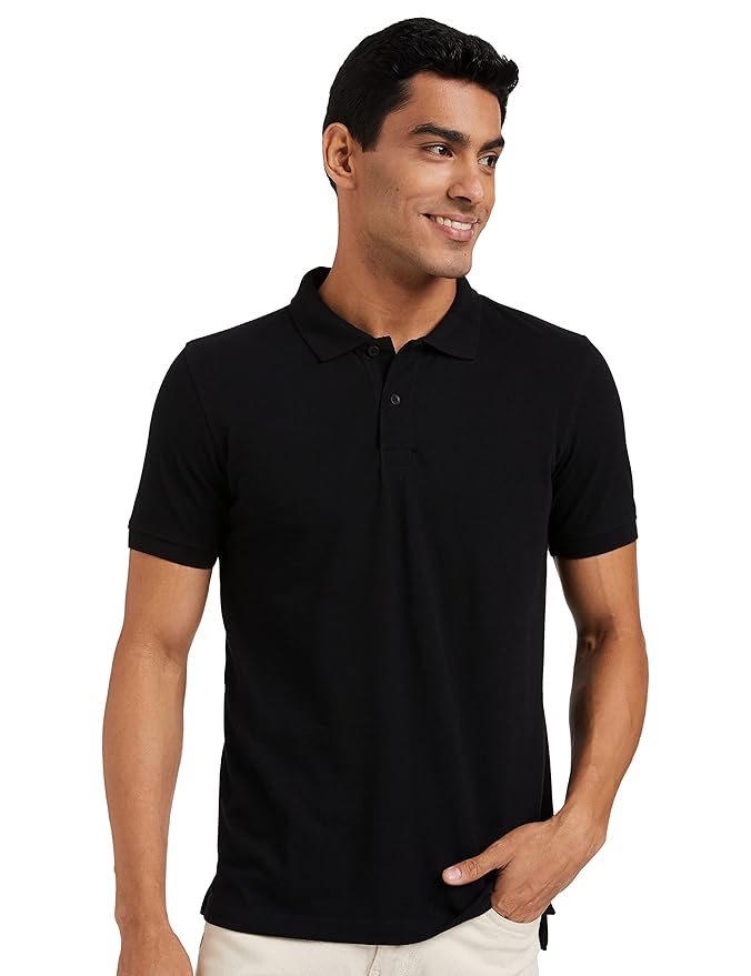 Men’s Cotton Rich Solid Polo T-Shirt – Plain Collar T-Shirt | Half Sleeve Regular Fit