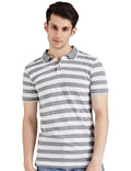 Men’s Cotton Rich Striped Polo T-Shirt – Half Sleeve Regular Fit Collar T-Shirt