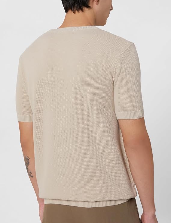 Men’s 100% Cotton Textured T-Shirt – Flat Knit Round Neck Half Sleeve T-Shirt | Plus Sizes